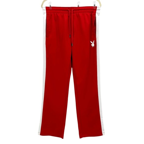 Playboy By Pacsun Mens Medium Bunny Red Striped Track Pants - Picture 1 of 9